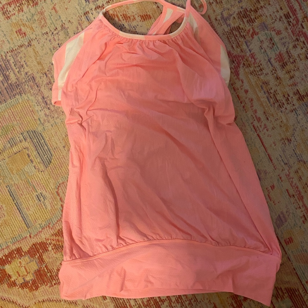 Pink LULULEMON top with built in bra. Float bodice